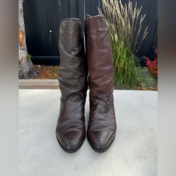 Bastien vintage leather fisherman core tall boots in brown - Picture 6 of 12